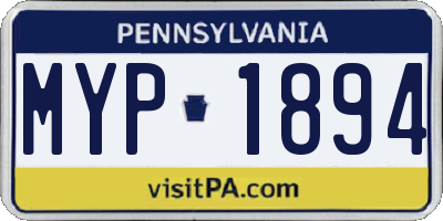 PA license plate MYP1894