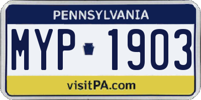 PA license plate MYP1903