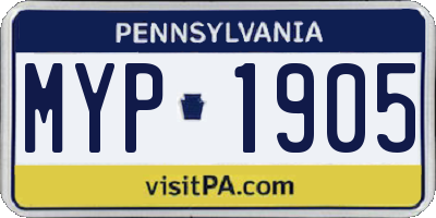 PA license plate MYP1905