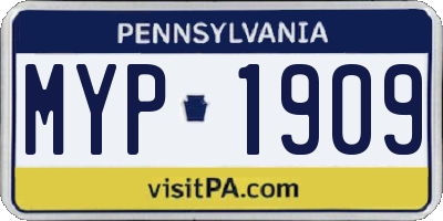 PA license plate MYP1909