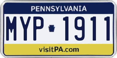 PA license plate MYP1911