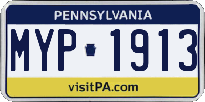PA license plate MYP1913