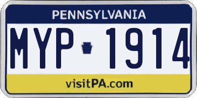PA license plate MYP1914