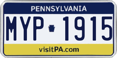PA license plate MYP1915