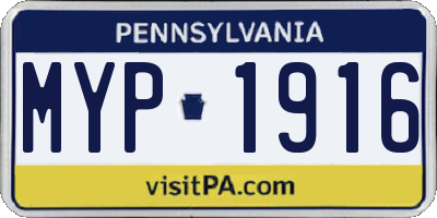 PA license plate MYP1916