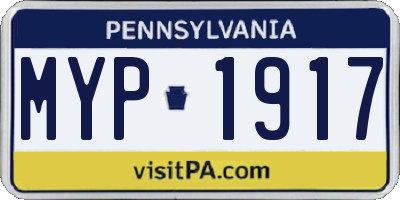 PA license plate MYP1917