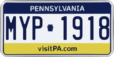 PA license plate MYP1918
