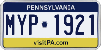 PA license plate MYP1921