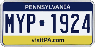 PA license plate MYP1924