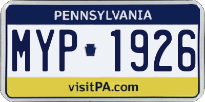 PA license plate MYP1926
