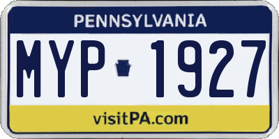 PA license plate MYP1927