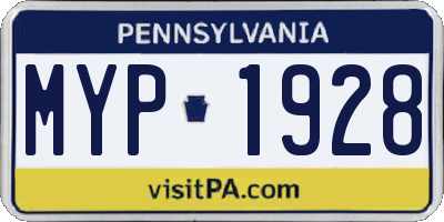 PA license plate MYP1928