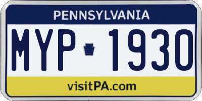 PA license plate MYP1930