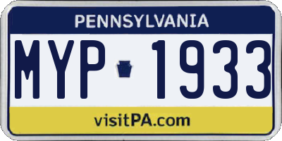 PA license plate MYP1933