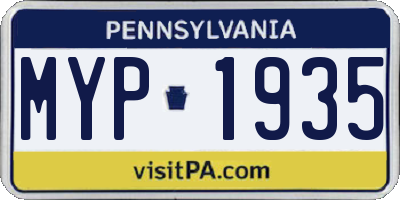 PA license plate MYP1935