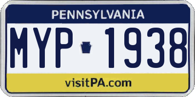 PA license plate MYP1938