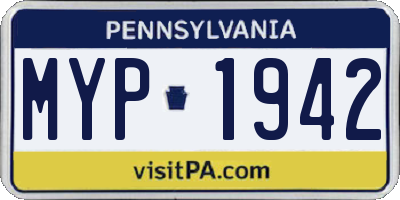 PA license plate MYP1942