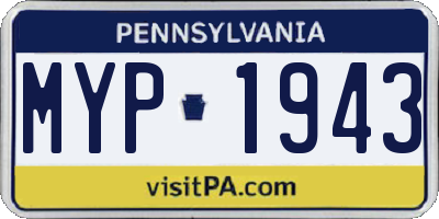 PA license plate MYP1943