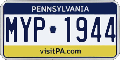 PA license plate MYP1944
