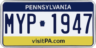 PA license plate MYP1947