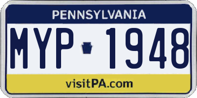 PA license plate MYP1948