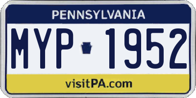 PA license plate MYP1952