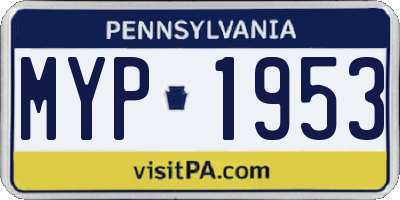 PA license plate MYP1953