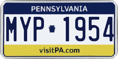 PA license plate MYP1954