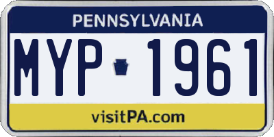 PA license plate MYP1961