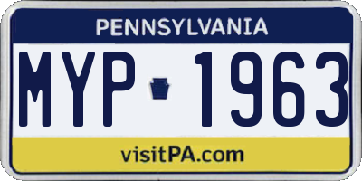 PA license plate MYP1963