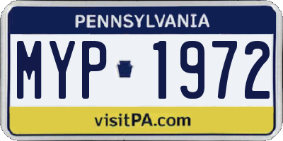 PA license plate MYP1972
