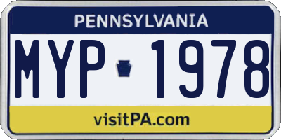PA license plate MYP1978