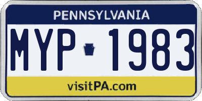 PA license plate MYP1983