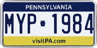 PA license plate MYP1984