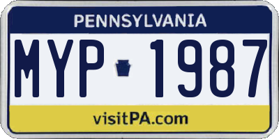 PA license plate MYP1987