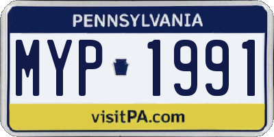 PA license plate MYP1991