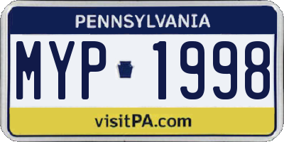 PA license plate MYP1998