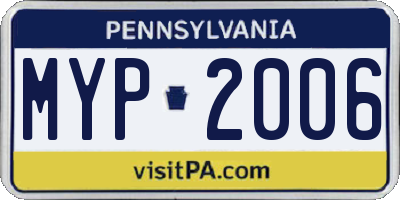 PA license plate MYP2006