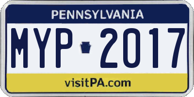 PA license plate MYP2017