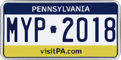 PA license plate MYP2018