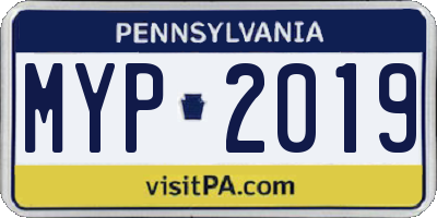 PA license plate MYP2019