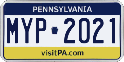 PA license plate MYP2021