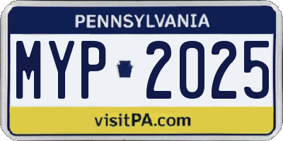 PA license plate MYP2025