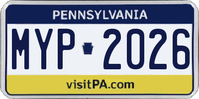 PA license plate MYP2026