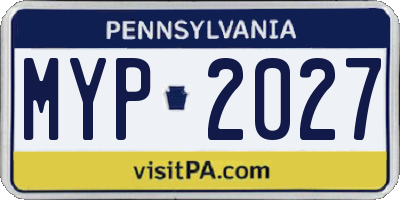 PA license plate MYP2027