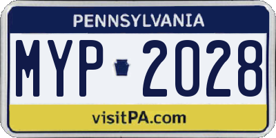 PA license plate MYP2028