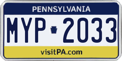 PA license plate MYP2033