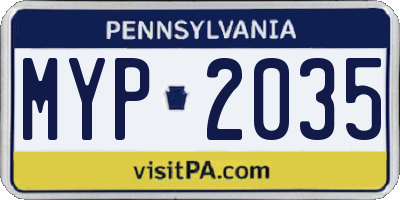 PA license plate MYP2035