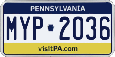 PA license plate MYP2036