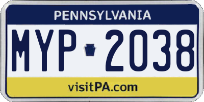 PA license plate MYP2038